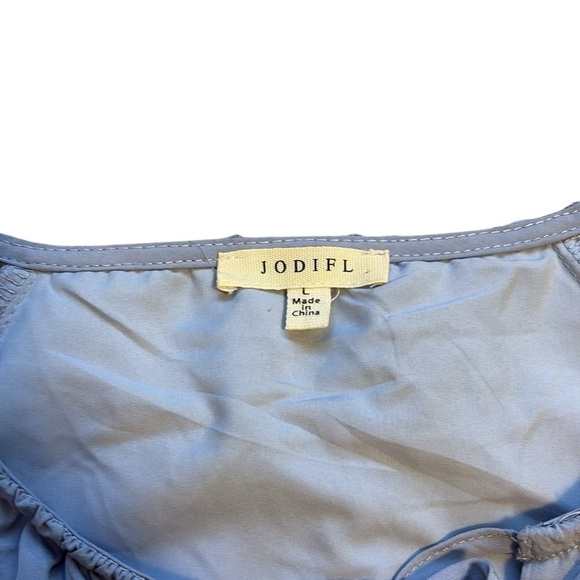 JODIFL Soft Blue Dress Pleated Ruffle Detail Flowy Size L - Picture 6 of 8